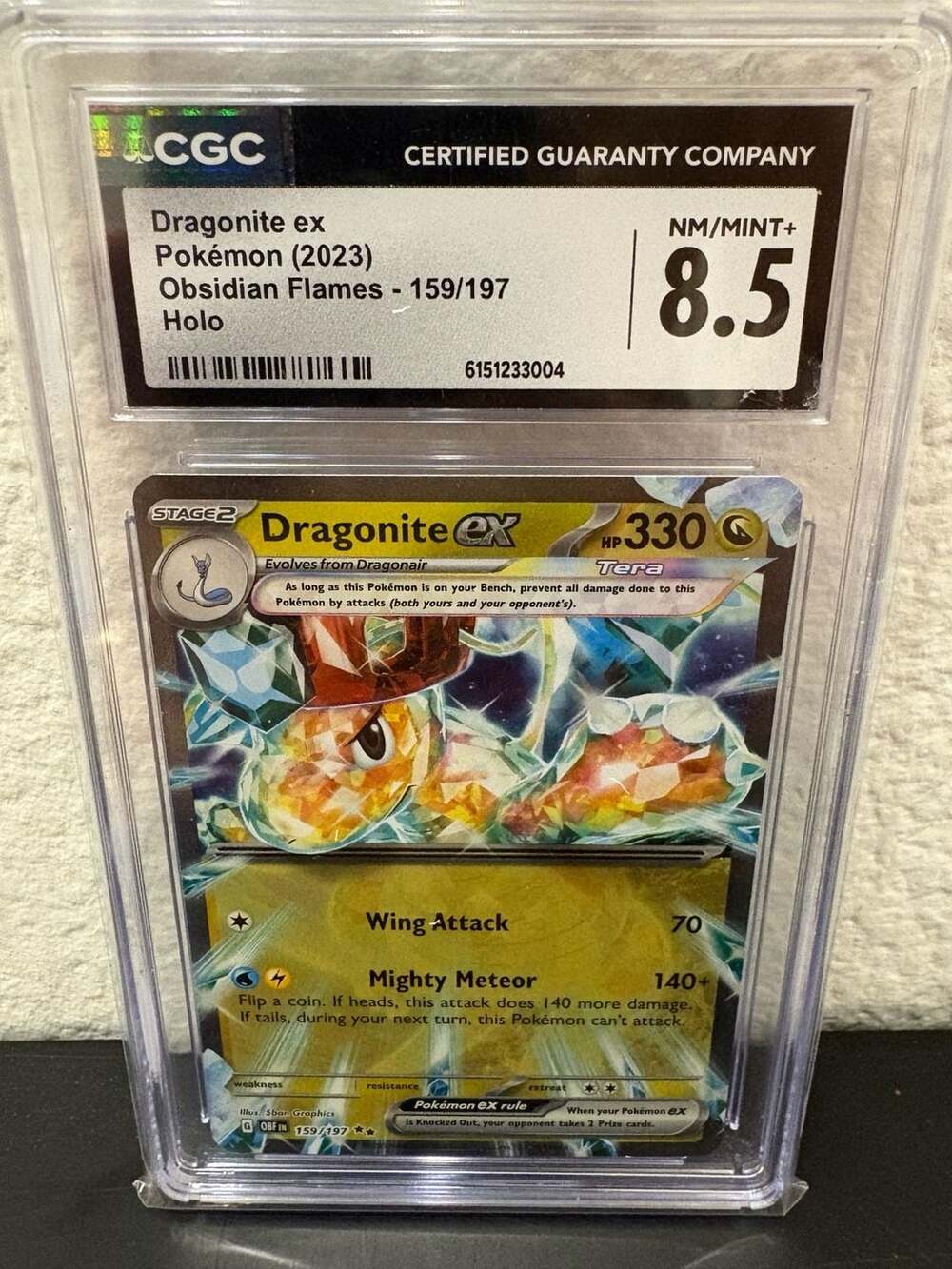 2023 Pokemon Obsidian Flames Dragonite ex #159/197 Holo CGC 8.5 Graded Card